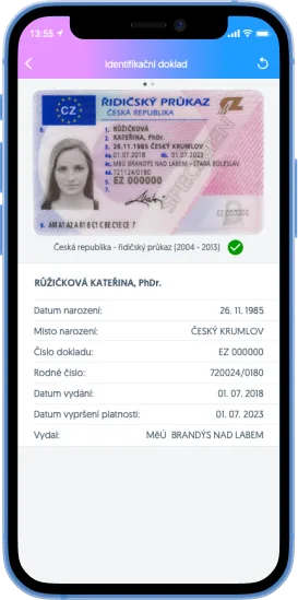 Načtení dat z identifikačního dokladu